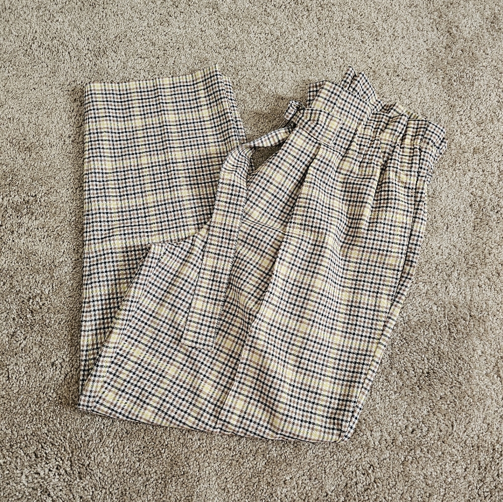 Worthington Plaid Pants - Black and Cream